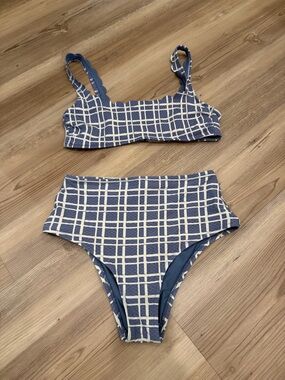 Aerie Denim and White Bikini Set-Size S/M